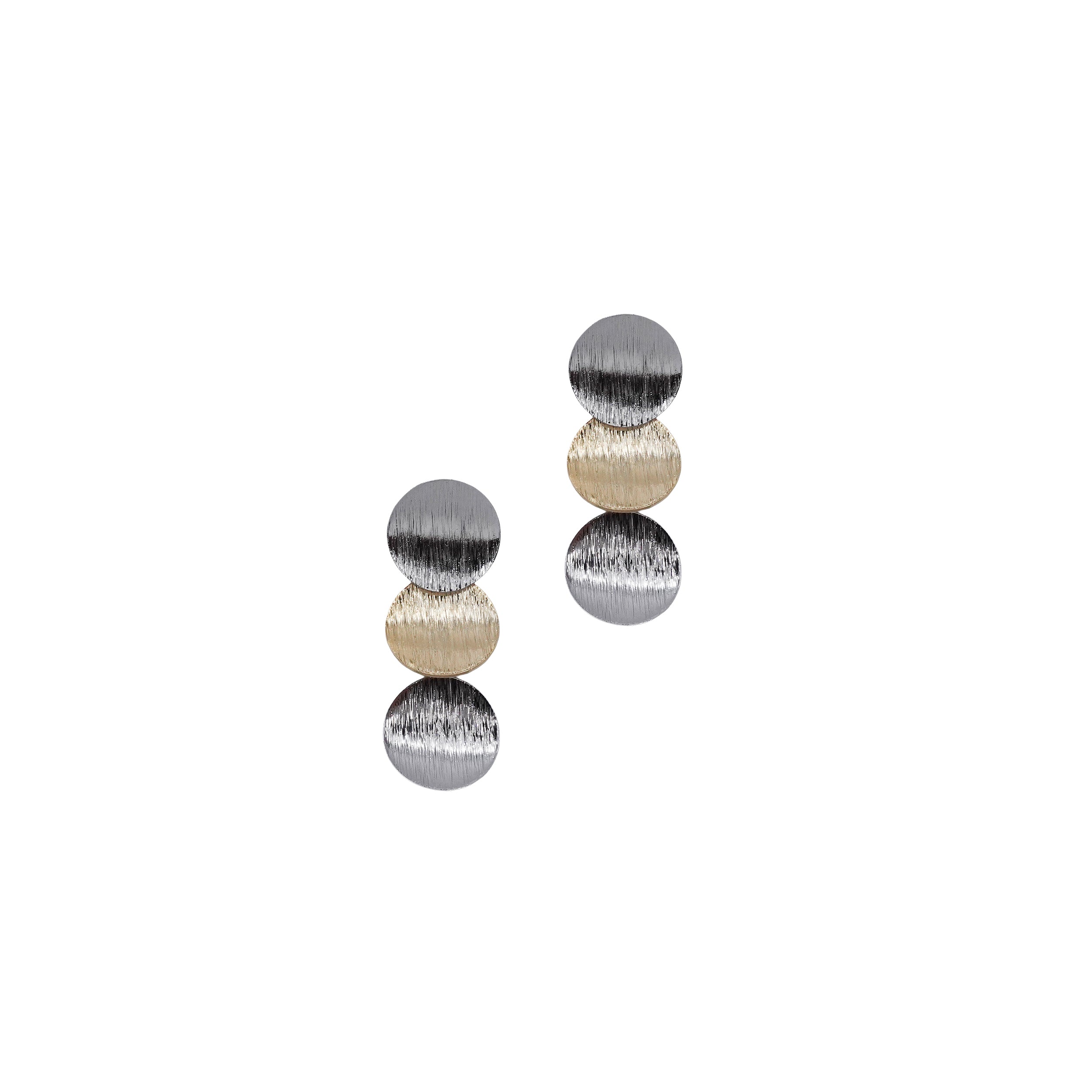 Mixed Metal Disc Drop Earrings