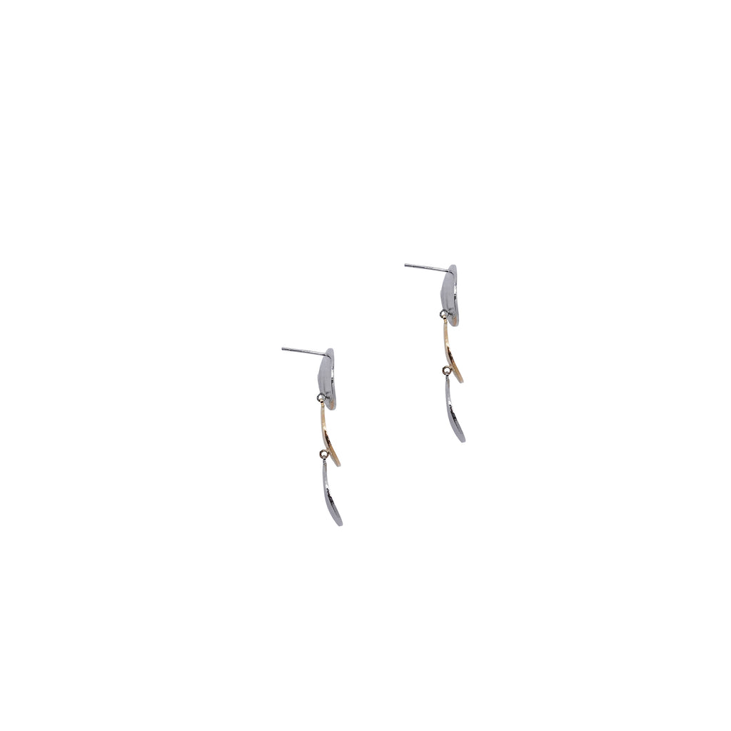 Mixed Metal Disc Drop Earrings