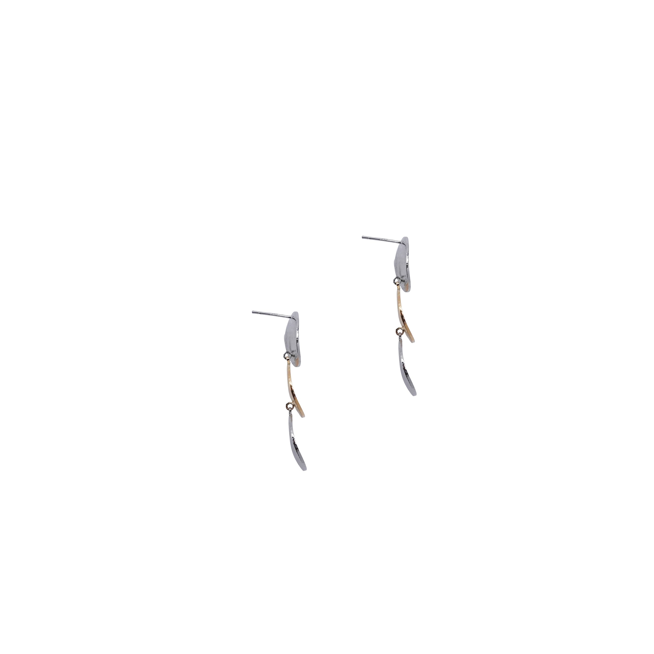 Mixed Metal Disc Drop Earrings