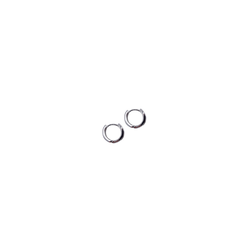 Pearl Inlay Silver Huggies