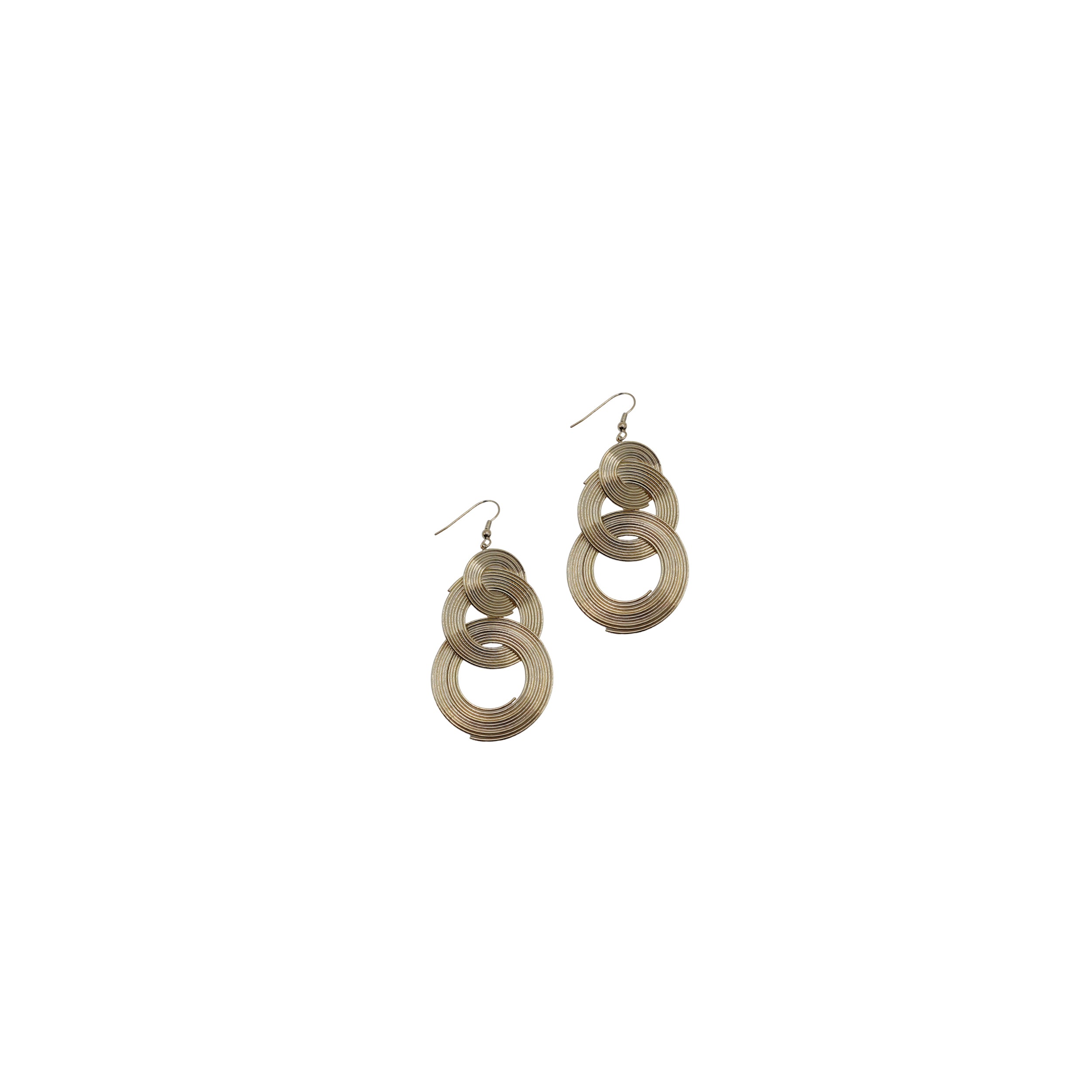 Gold Spiral Link Drop Earrings