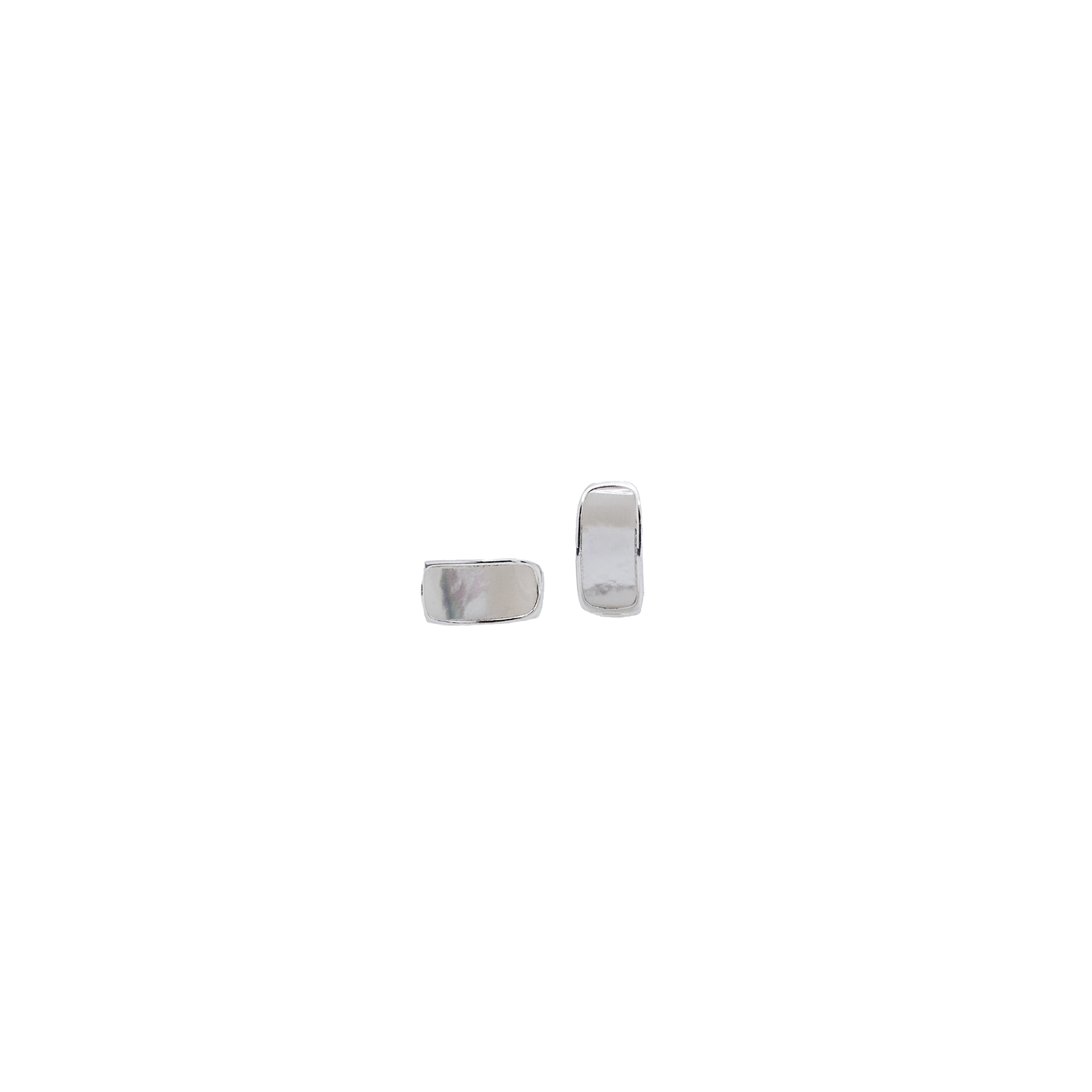 Pearl Inlay Silver Huggies