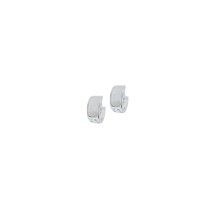 Pearl Inlay Silver Huggies