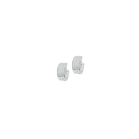 Pearl Inlay Silver Huggies