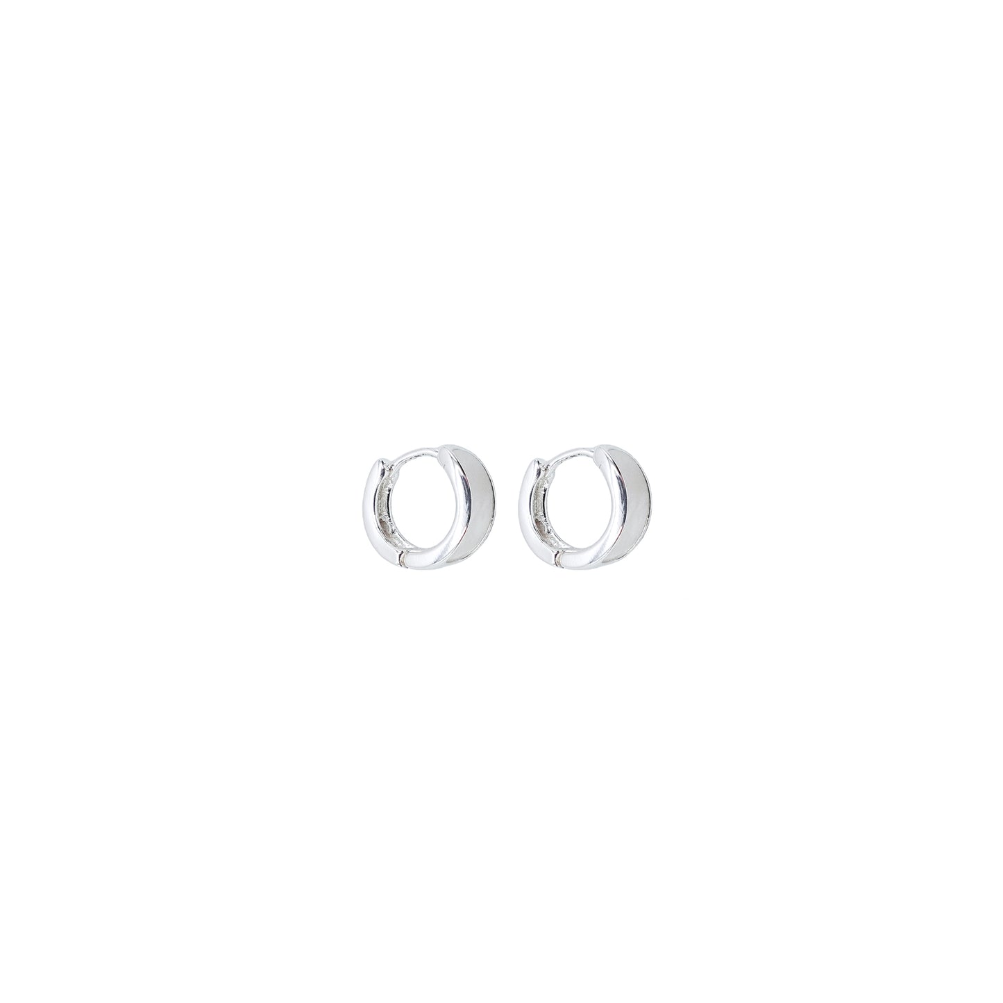 Pearl Inlay Silver Huggies