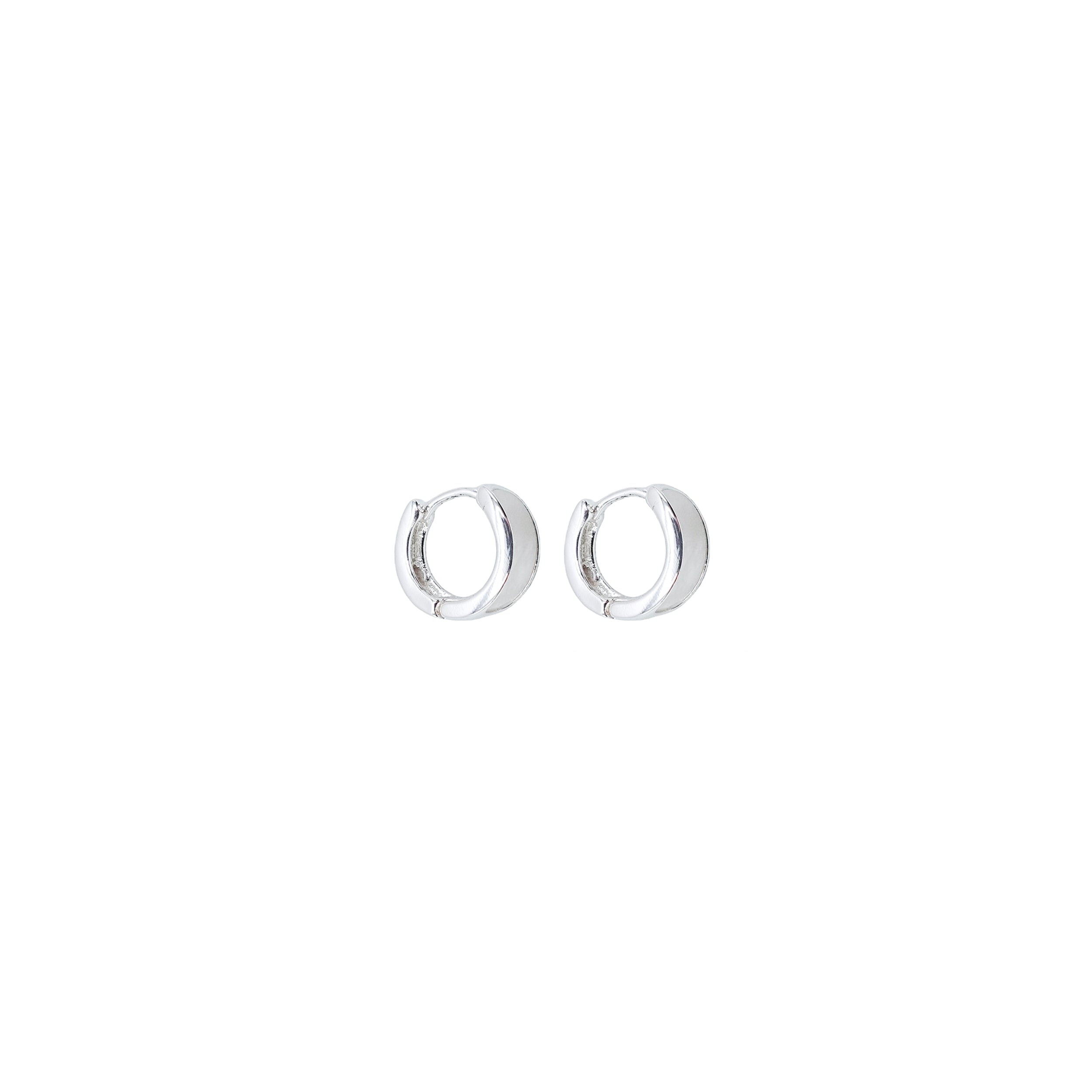 Pearl Inlay Silver Huggies