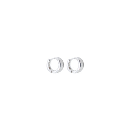 Pearl Inlay Silver Huggies